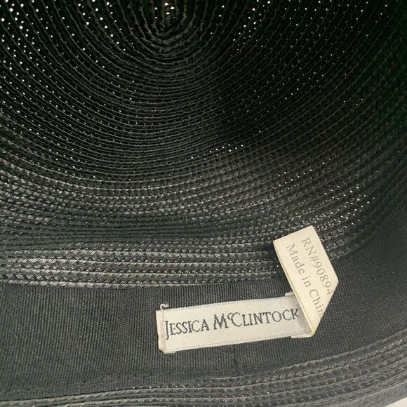 Jessica McClintock Black Floppy Beach Hat Jeweled - Picture 5 of 5